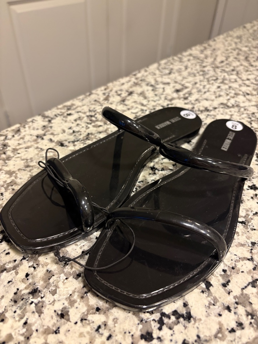Steve Madden Black Patent Slide Sandals